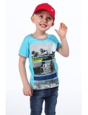 Blaues Jungen-T-Shirt mit Aufdruck NDZ4479 – Online-Shop – Boutique